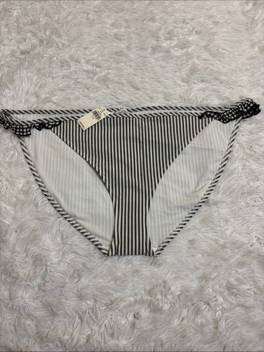 NWT Aerie Striped Ruffle Waist Seersucker Bikini Swim Bottoms Size XL